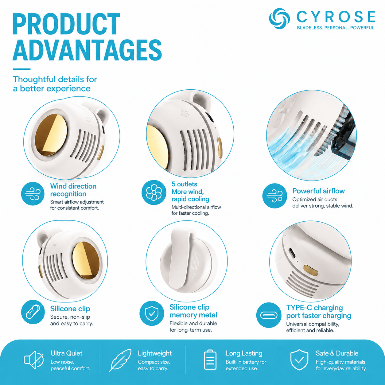 CYROSE™ Wearable Bladeless Fan - CYROSE