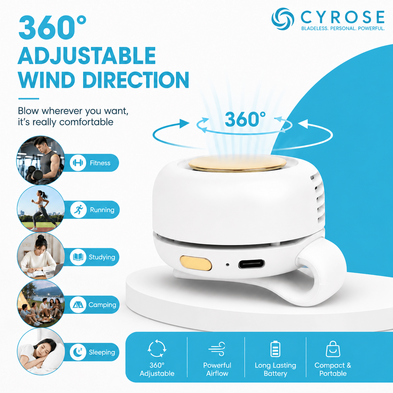 CYROSE™ Wearable Bladeless Fan - CYROSE